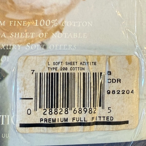 VTG NWT Ralph Lauren Blue Azurite FULL FITTED Sheet Cotton 200 - Picture 3 of 4